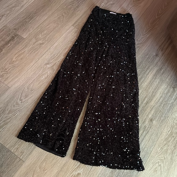 Sequin super flare black pants - Picture 1 of 3